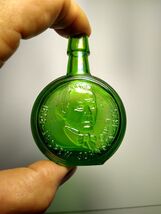 Wheaton Green Carnival Glass Bottle Andrew Johnson 1971 Mini 3" Vintage ... - $17.00