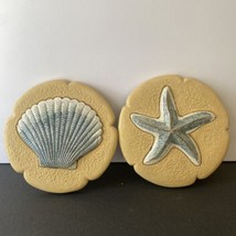 Starfish and Shell Decorative Stone Decor Or Stepping Stone Set Coastal Nautical - £18.51 GBP