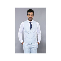 Men 3pc European Vested Suit WESSI J.VALINTIN Extra Slim Fit JV14 Sky Blue new image 5