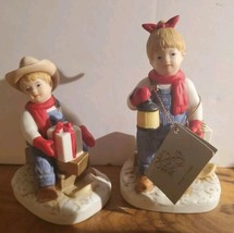 1985 Denim Days #1528 HOMCO &quot;Holiday Sleds&quot; Set of 2 Figurines Home Inte... - $23.75