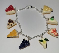 Cheesecake Sampler Bracelet Silver Dessert Cheese Fruit Slices Chocolate - £8.06 GBP