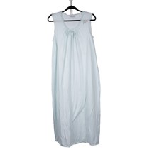 Vanity Fair VTG Womens Nightgown S M Pale Blue Floral Embroidery Long Sleeveless - £14.69 GBP