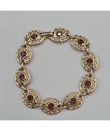 Vintage Emmons Bracelet Gold Tone Oval Filigree Links Root Beer Crystal ... - €21,78 EUR