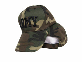 Us Army Embroidered Lettering Woodland Camo Marpat Ball Cap Hat - £18.87 GBP