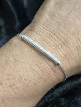 Sterling Silver Bar Bracelet, Clear Cubic Zirconia - $470.61 MXN