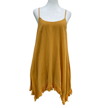 UMGEE Dress Size Medium Yellow Tank Tunic Sharkbite Fringe Hem Boho Cottagecore - £17.47 GBP