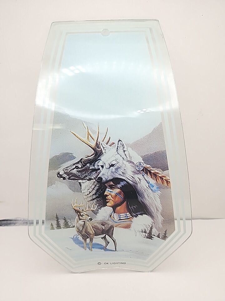 OK LIGHTING Touch Lamp Replacement Glass Panels American Indian Deer Wildlife