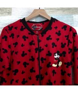 Disney Mickey Mouse Fleece Union Suit Pajamas Red Black One Piece Womens... - £19.46 GBP