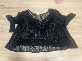 Hollister Long Sleeve Black Pullover Floral  Lace Overlay Women’s Size M - $8.91