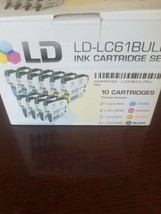 LD 10 Pack LC61 Black & Color Ink Cartridge Set for Brother Printer - $36.14