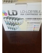 LD 10 Pack LC61 Black &amp; Color Ink Cartridge Set for Brother Printer - €34,79 EUR