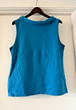 XL TALBOTS Turquoise Blue Sleeveless Boat Neck Blouse Office Teacher Preppy - $22.49