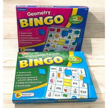 Lakeshore Math Bingo Games Fractions Geometry Educational Homeschool Stu... - $17.47