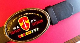 Vietnam Veteran MILITARY ASSISTANCE COMMAND-Epoxy Belt Buckle &amp;  Bonded ... - £17.76 GBP