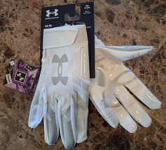 UA UNDER ARMOUR F8 RECEIVER FOOTBALL GLOVES WOMEN&#39;S White GLUEGRIP SM - $17.09