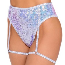 Sequin Garter Shorts O Ring High Waisted Iridescent Bikini Shimmer Lavender 6099 - £28.31 GBP