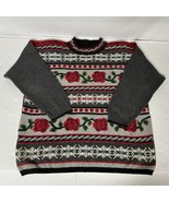Vintage Maggie Lawrence Knit Floral Sweater Size 26/28 Roses/Snowflakes ... - $496.69 MXN