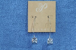 Plunder Earrings (New) JOYFUL-SILVER Stainls Steel Dngls W/CLEAR GEMS.1.75&quot; Drop - £14.46 GBP