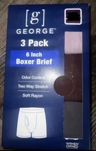 George 3-Pack Mens Boxer Brief Underwear Rayon Blend 6&quot; Stretch (A) ~ S ... - $16.82