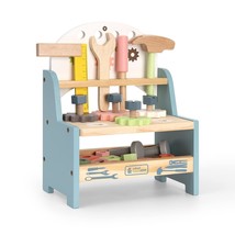 Mini Wooden Play Tool Workbench Set For Kids Toddlers - Construction Toys Gift F - £36.16 GBP