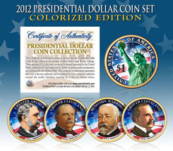 2012 Presidential $1 Dollar COLORIZED President 4-Coin Complete Set w/Capsules - £37.33 GBP