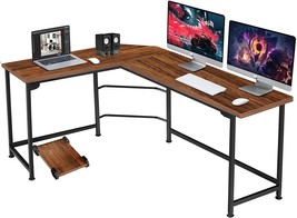 Vecelo Large Corner Computer Desks,66.3X18.9 Inch L-Shaped With Cpu, Walnut - £129.18 GBP