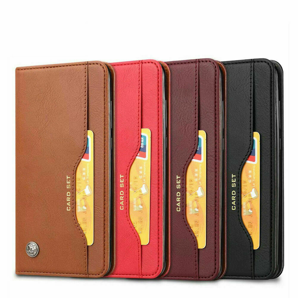 for oneplus 7 pro 6t/6 magnetic leather card holder flip stand wallet case cover