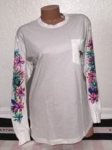 Victoria&#39;s Secret Pink Multicolor Floral Bling White Long Sleeve Campus Tee - XS - £55.30 GBP