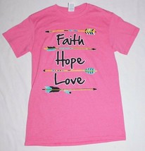 Faith Hope Love Pink T-Shirt Size Small Brand New No Tags Delta Pro Weight - $15.99