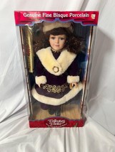 Vintage Collectors Choice Genuine Fine Bisque Porcelian Doll Purple Dress w/ coa - $44.68