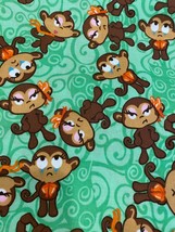 OOP Monkey All over Cotton Fabric 1/2 yard - 18” By 44” New “Socky” Green Baby - £7.44 GBP