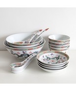 Chinese Porcelain Bowl Set for Four, Dragon, Spoons, Jingdezhen, Vintage - £47.62 GBP