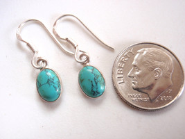 Very Small Simulated Turquoise Sterling Silver Oval Earrings a7c - £6.45 GBP