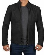 Handmade Mens Black Suede Leather  leder Jacket biker coat harley moto - $174.36