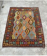 Multicolor Handwoven Afghan Flatweave Wool Kilim Rug - $368.00