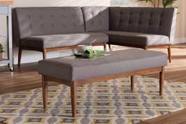 Mabel Gray Fabric Upholstered Wood Dining Bench - $220.00