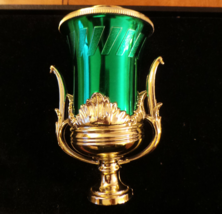Trophy topper bright green with gold color detail &amp; lid  c 1990 VG+ - $110.12 MXN