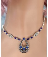 Silver Teardrop w/dark Blue Crystal - $19.99