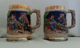 2 Vintage German Style Ceramic Beer Stein Mugs Made In Japan - £19.58 GBP