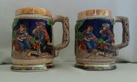 2 Vintage German Style Ceramic Beer Stein Mugs Made In Japan - £19.65 GBP