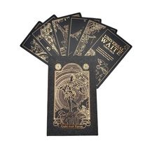 Gilded Universal Waite Tarot Deck, Black &amp; Gold Lined Divination Cards, ... - £33.20 GBP