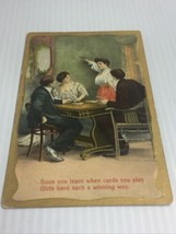 Antique Artist Postcard, Victorian Days, Playing Cards. Gold Color Edges. - £7.31 GBP
