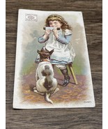 Vintage Antique James Pyle&#39;s Pearline Victorian Trading Card Girl Dog KG JD - €10,30 EUR