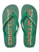 JACK &amp; JONES Premium Flip Flops Sandals Amazon Green Orange Logo Size 11/12 - $12.00