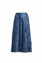 Rebecca Minkoff Davis Zebra Print Satin Twill Skirt Sapphire ( 2 ) - £59.25 GBP