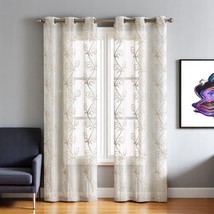 Set of Two 84&quot; Beige Boho Embroidered Window Panels - $3,626.88 MXN