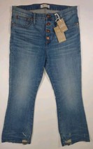 Madewell Womens Cali Demi Boot Jeans 31 Blue High Rise Button Fly Distre... - $42.65