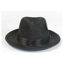 Men's Summer Spring Braid Straw style Hat by BRUNO CAPELO JULIAN JU900 Black image 7