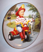 1991 Boy as Fireman Plate-Danbury Mint-Children of the Week-Thursday&#39;s C... - $14.00