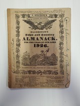 Hagerstwon Mariland Vintage Agriculture Almanac  1926 J. Gruber&#39;s - £9.69 GBP